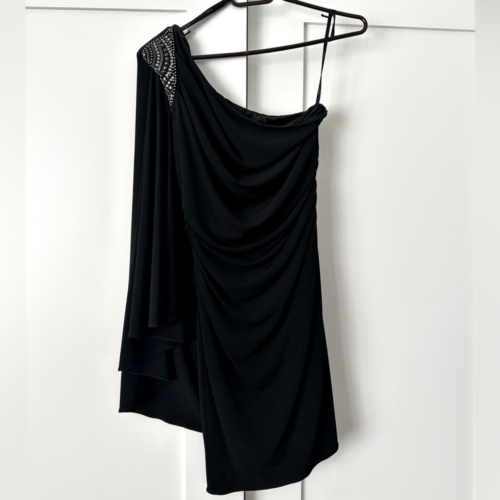 Laundry one shoulder dress with rhinestone detail